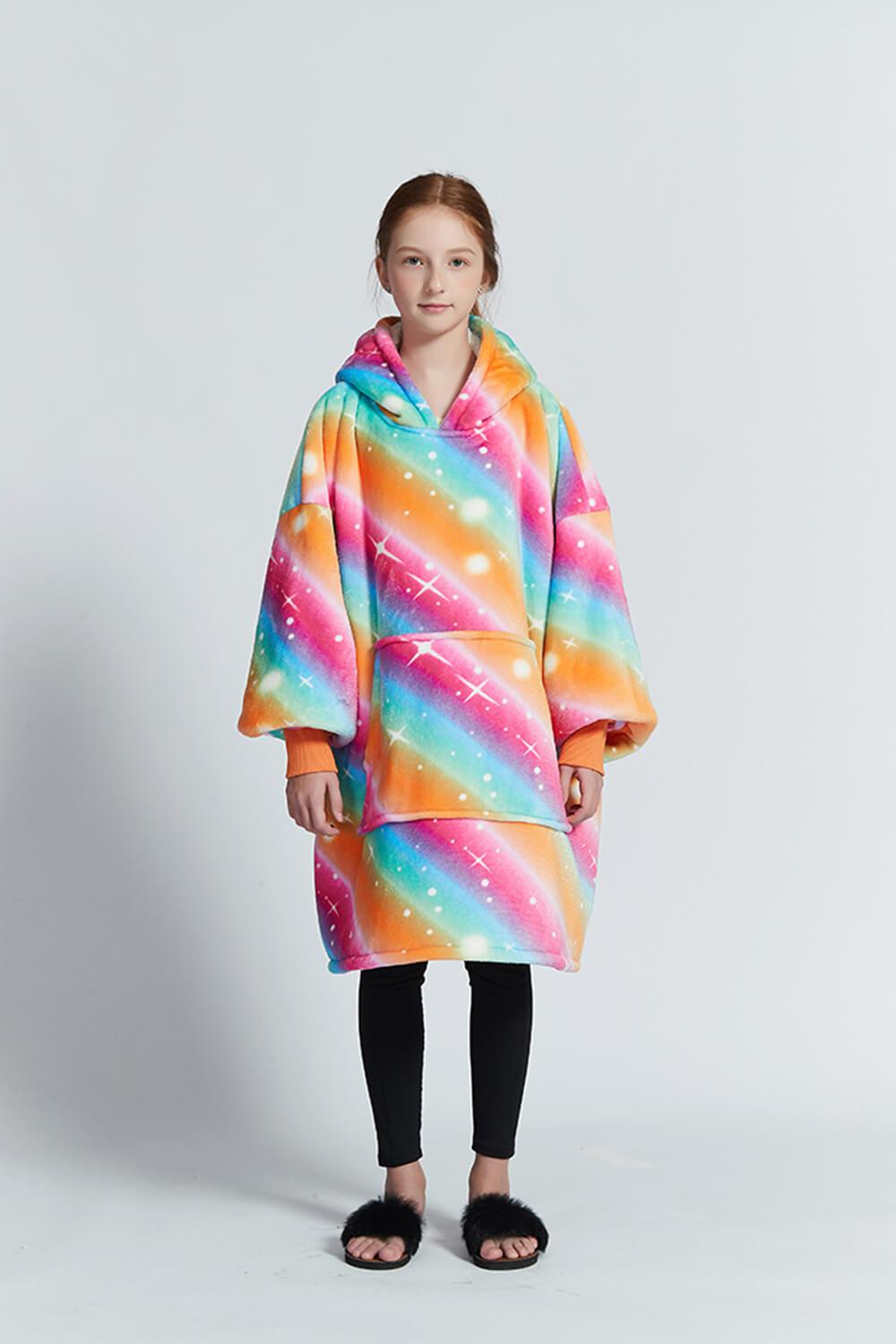 kid oversized hoodie（dark rainbow）