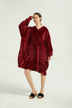 Load image into Gallery viewer, Oversized Light Wearable lanket Sweatshirt(wine red)
